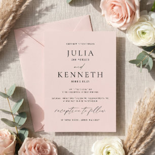 Convite Clássico de Casamento Pink Suave Tradicio