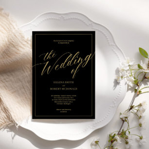 Convite Clássico de Casamento Preto e Branco