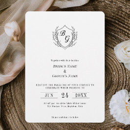 Convite Clássico de linha fina com monograma Vintage Crest