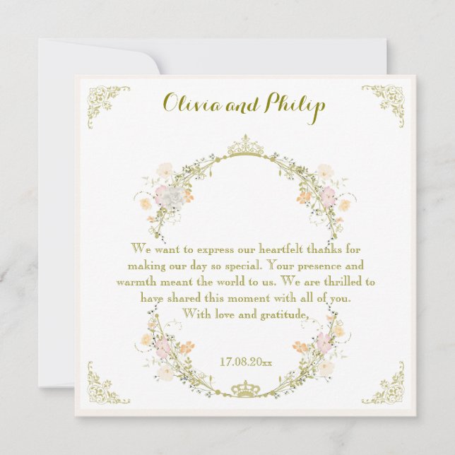 Convite Clássico de Ornamento Floral de Casamento  (Frente)