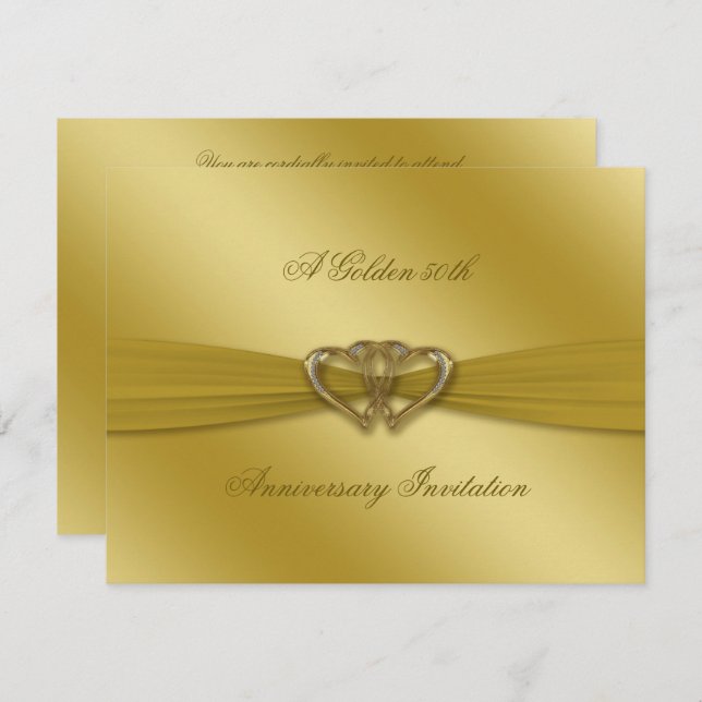 Convite Clássico de Ouro para Bodas de 50 Anos (Frente/Verso)