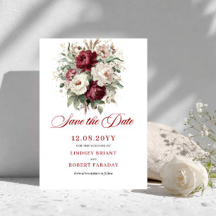 Convite Clássico de Save The Date Floral Bege Bord