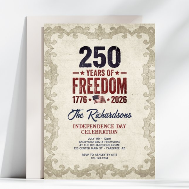 Convite Clássico Dia da Independência do 250º Aniversário (Criador carregado)