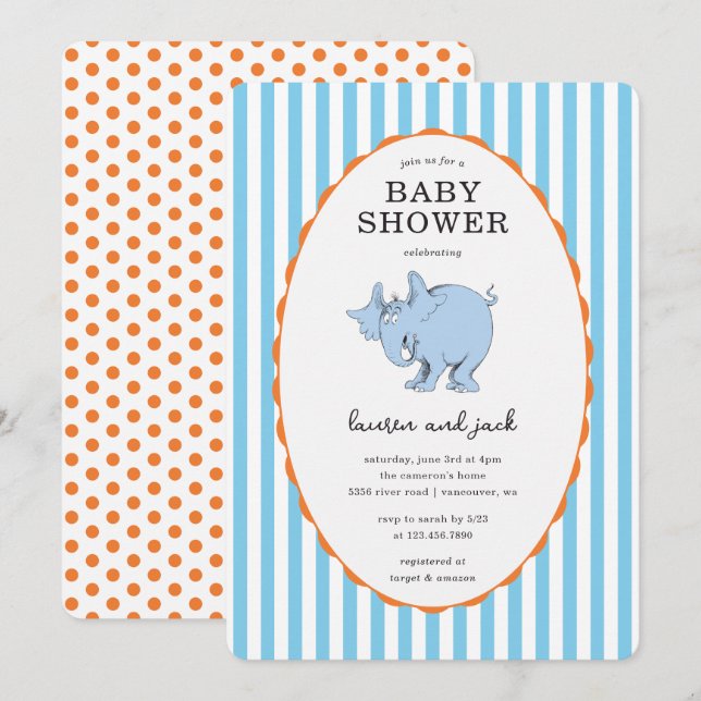Convite Clássico do Dr. Seuss: Chuveirinho de Babyshower d (Frente/Verso)