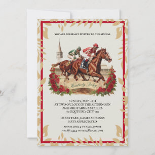 Convite Clássico do Kentucky Derby com Rosas Verme