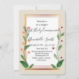 Convite Clássico e Elegante sofisticado Primeiro Sagrado C