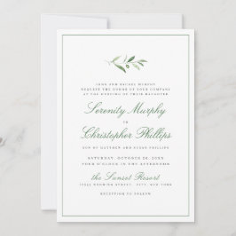 Convite Clássico Elegance Script Simples Casamento Verde