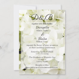 Convite Clássico Elegante Branco Hydrangea Monograma