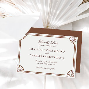 Convite Clássico Elegante Brown & Ecru Casamento Salve a D