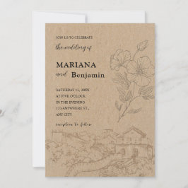 Convite Clássico elegante, castanho rústico rústico minima