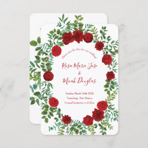 Convite Clássico Elegante de Casamento de rosa vermelha