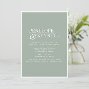 Convite Clássico Elegante Simples Casamento Sage Empoeirad