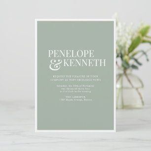 Convite Clássico Elegante Simples Casamento Sage Empoeirad