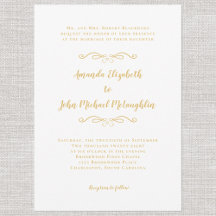 Clássico Elegante Simples Formal Dourado Branco Ca