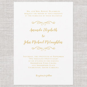 Convite Clássico Elegante Simples Formal Dourado Branco Ca
