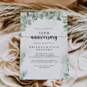 Convite Clássico Eucalipto 50º Aniversário de Casamento  