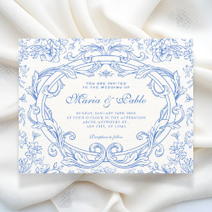 Convite Clássico floral vintage casamento