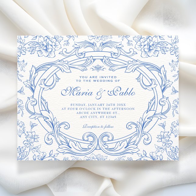 Convite Clássico floral vintage casamento  (Criador carregado)