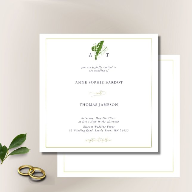 Convite Clássico Frame Dourado Lily do Casamento da primav (Criador carregado)