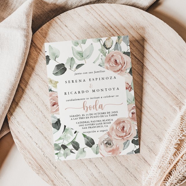 Convite Clássico Geométrico Rosa Rosa Rosa Floral (Criador carregado)