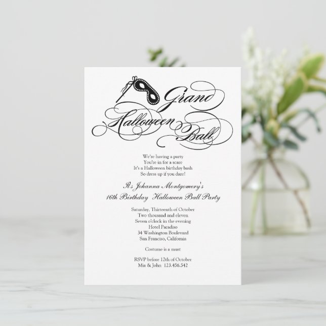 Convite Clássico, Grande Feira de Bola de Halloween Regênc (Em pé/Frente)