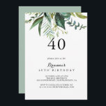 Convite Clássico Greenery Tropical aniversário de 40 anos<br><div class="desc">Este convite de festas aniversário de 40 anos tropical verde clássico é perfeito para uma festa de aniversário moderna. A design apresenta predominantemente folhas tropicais verdes com flores bem arrumadas.</div>