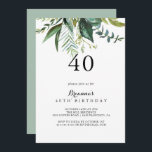 Convite Clássico Greenery Tropical aniversário de 40 anos<br><div class="desc">Este convite de festas aniversário de 40 anos tropical verde clássico é perfeito para uma festa de aniversário moderna. A design apresenta predominantemente folhas tropicais verdes com flores bem arrumadas.</div>