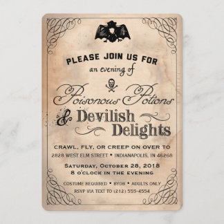 Convite Clássico Halloween Vintage Devilish Delights