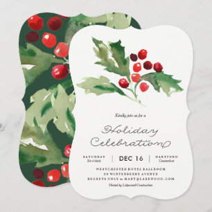 Convite Clássico Holly Berry Holiday