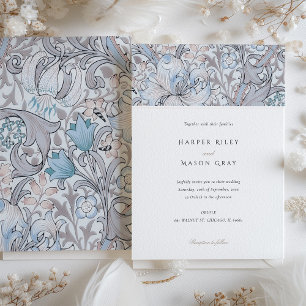 Convite Clássico Lírio Dourado Elegante Casamento Pastel M