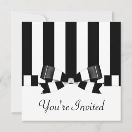 Convite Clássico listrado preto & branco do casamento