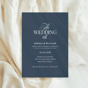Convite Clássico Luxo Casamento Azul-Marinho Elegante