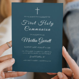 Convite Clássico Mínimo Blue Boy Primeira Comunhão Sagrada
