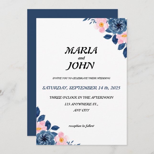 Convite Clássico Mínimo Romântico Chinês Único Elegante (Frente/Verso)