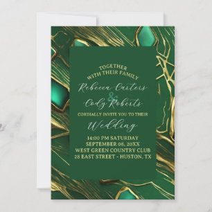 Convite Clássico Moderno Casamento Verde Escuro Malva