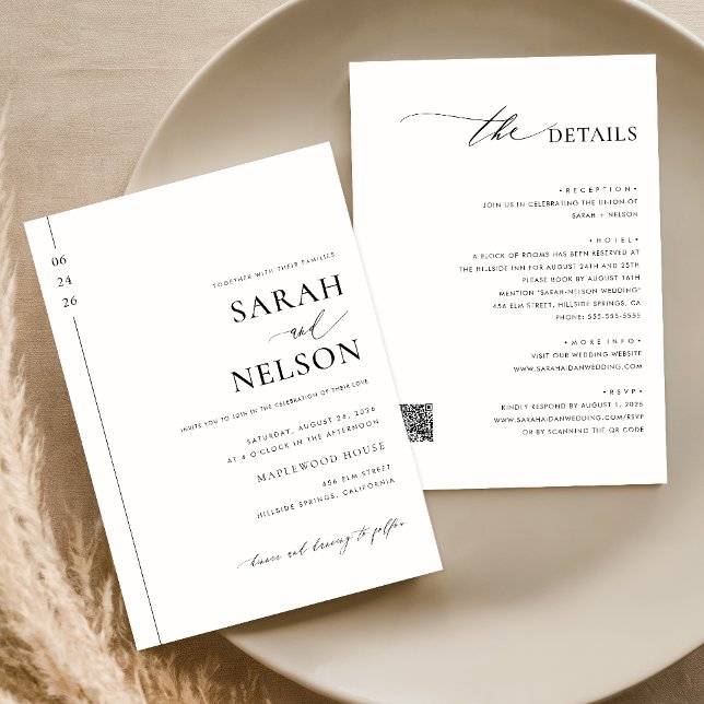 Convite Clássico Moderno Elegante Tudo em Um Casamento de  (Criador carregado)