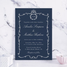 Clássico Moderno Quadro Francês Casamento Azul-Nav