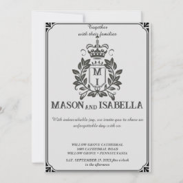 Convite Clássico Monograma Clássico Convocação De Casament