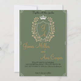 Convite Clássico Monograma Clássico Convocação De Casament