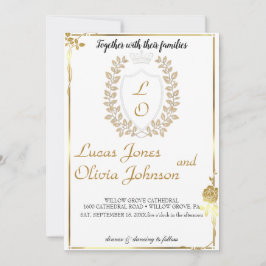 Convite Clássico Monograma Clássico Convocação De Casament