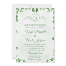 Clássico Monograma Floral Formal Verde casamento