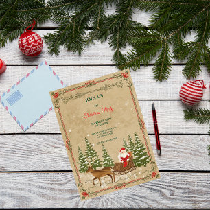 Convite Clássico Natal Nostálgico Vintage