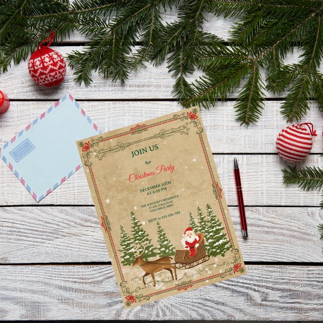 Convite Clássico Natal Nostálgico Vintage  (Criador carregado)