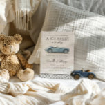 Convite Clássico no Chá de fraldas Carro vintage Azul Faze<br><div class="desc">Comemore no estilo do eterno com este convite de chá de fraldas "Um clássico no Fazer" com um conversível de vintagem azul pintado à mão. O design emparelha um carro de aquarela macio com um fundo de impressão azul inspirado no Toile de Jouy e uma sutil borda de papelão de...</div>