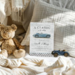 Convite Clássico no Chá de fraldas Carro vintage Azul Faze<br><div class="desc">Comemore no estilo do eterno com este convite de chá de fraldas "Um clássico no Fazer" com um conversível de vintagem azul pintado à mão. O design emparelha um carro de aquarela macio com um fundo de impressão azul inspirado no Toile de Jouy e uma sutil borda de papelão de...</div>