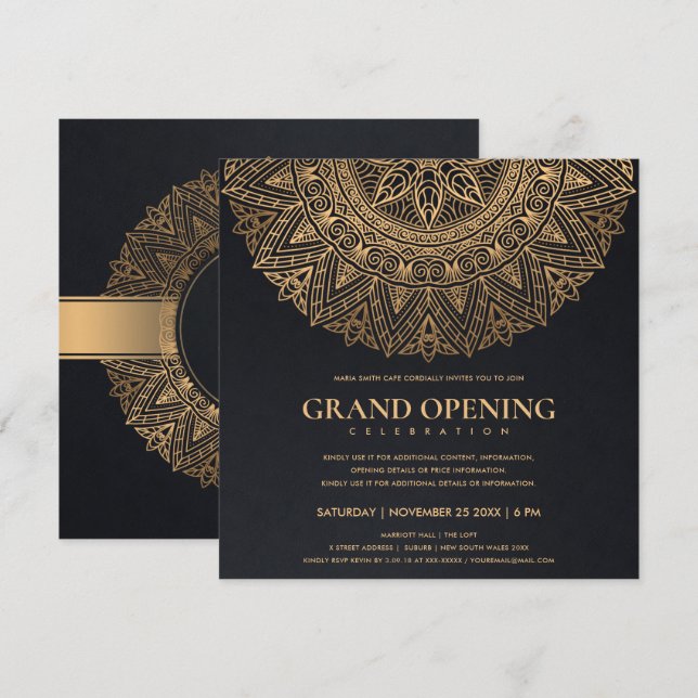 CONVITE CLÁSSICO OURO PRETO MANDALA GRANDIOSA INAUGURAÇÃO (Frente/Verso)