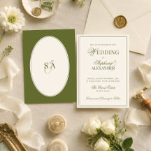 Clássico Oval Retro Verde Oliva Casamento Old Mone
