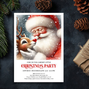 Convite Clássico Papai Noel Rudolph Festa de Natal Alegria