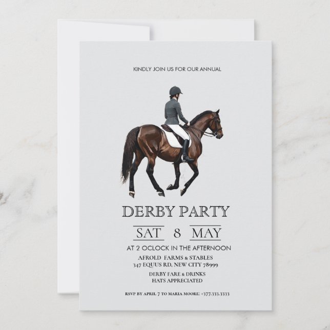 Convite Clássico para Festa Equestre do Kentucky D (Frente)