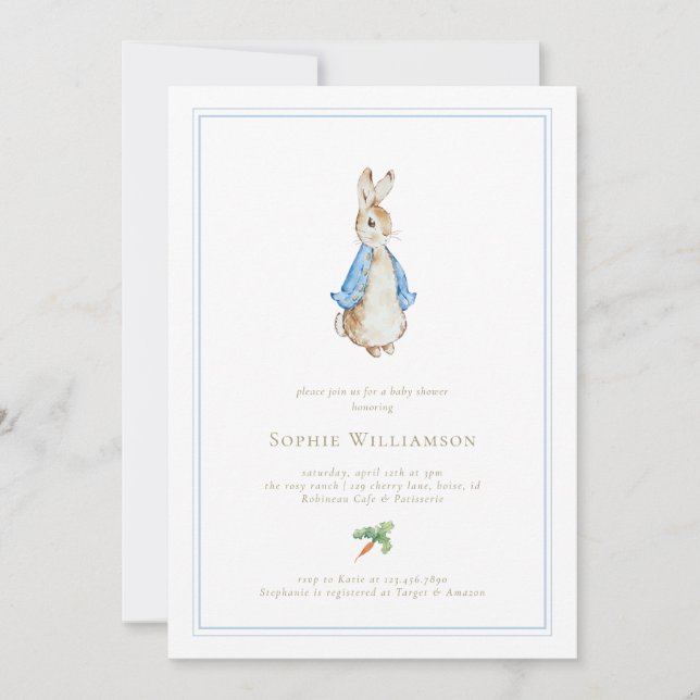 Convite Clássico Peter, o Chá de fraldas do Coelho (Frente)